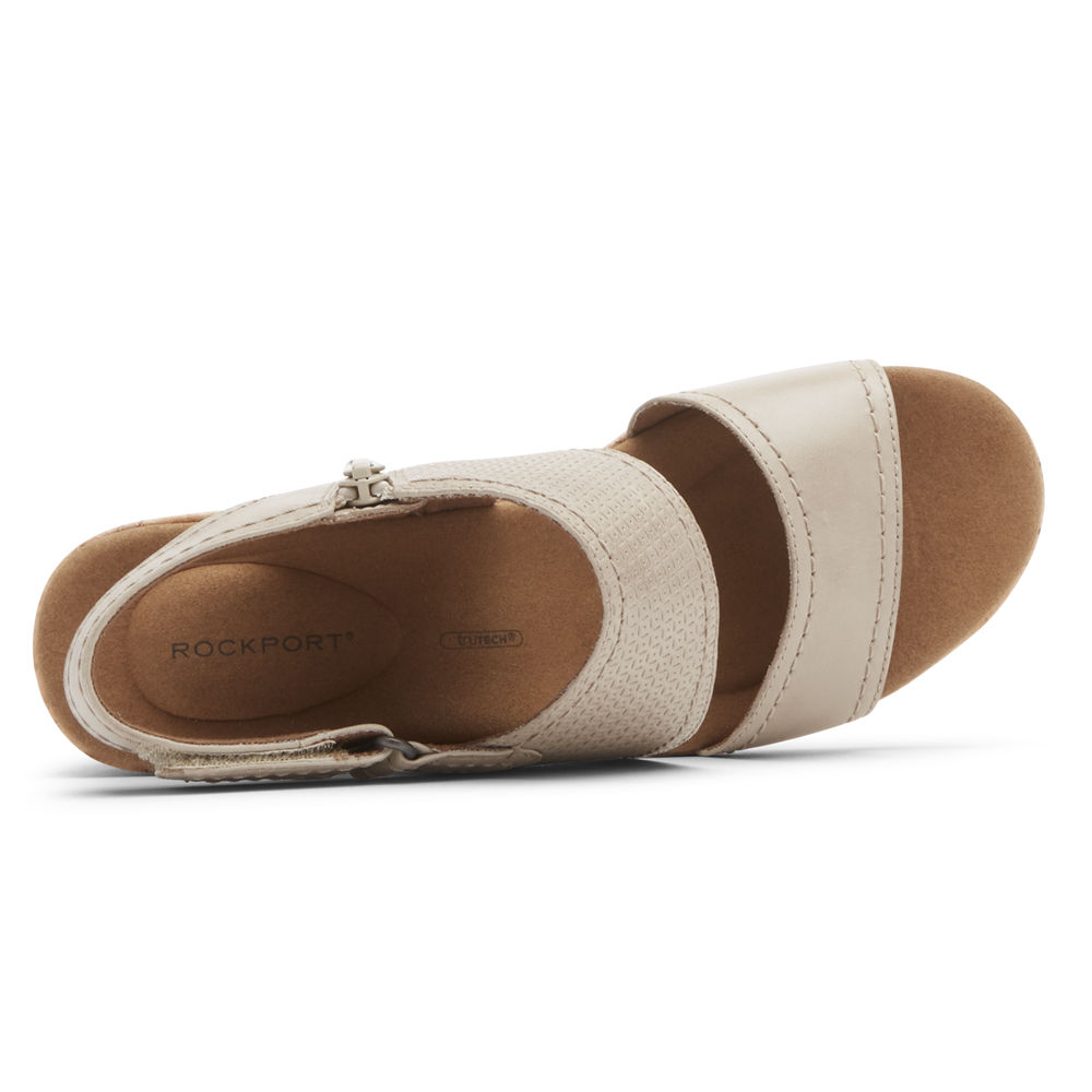 Rockport Womens Sandals Beige - Briah Asymmetrical 2-Piece - UK 305-XCITZV